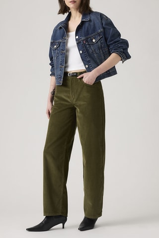 Velours Broek Hoge Taille - Groen