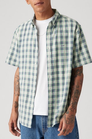 Overhemd - Groen - Blauw, groen en grijs