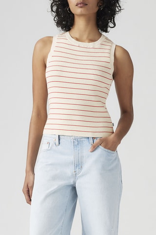 Top Tulip Jules Stripe Egret Egret / Hi - Rood
