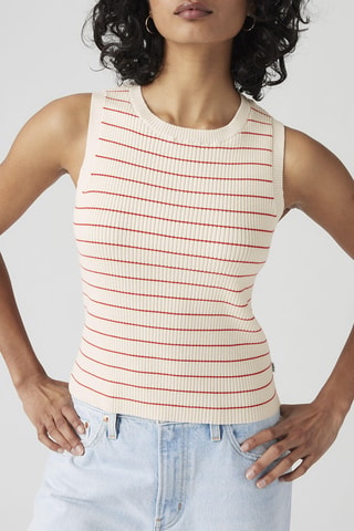 Top Tulip Jules Stripe Egret Egret / Hi - Rood