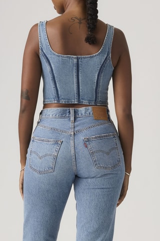 Crop Spijkertop Seamed Zip Bustier Shadow Work Top - Grijs