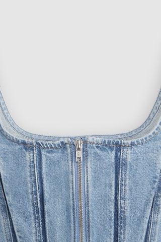 Crop Spijkertop Seamed Zip Bustier Shadow Work Top - Grijs