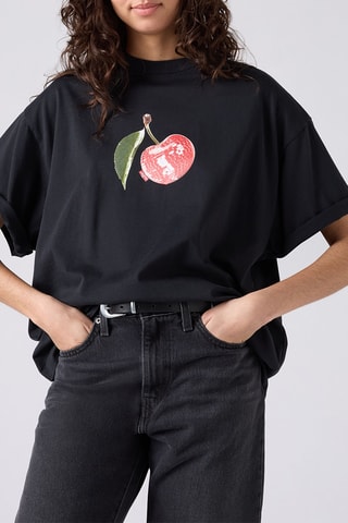 T-shirt Graphic Short Stack Disco Cherr - Zwart