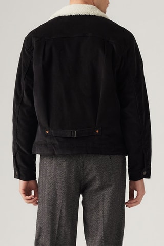 Velours Jasje Type 1 Sherpa Trucker Jet - Zwart