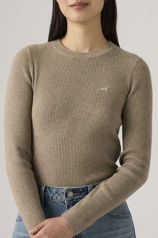 T-shirt Rib Crew Sweater Taupe Gray Heather Bros - Grijs