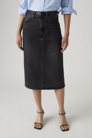 Rechte Midirok - Zwart - Blauw