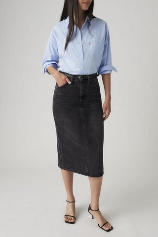 Rechte Midirok - Zwart - Blauw