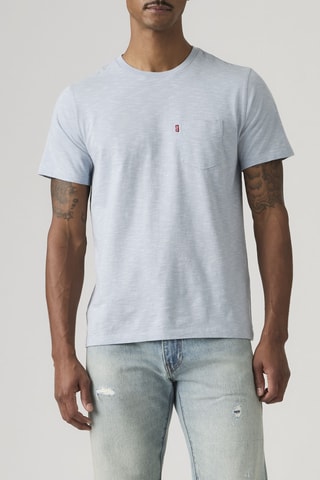 T-shirt Classic Pocket Texural Slub Soft - Blauw