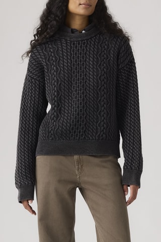 Trui Leilah Cable Crewneck Washed - Zwart