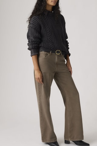 Trui Leilah Cable Crewneck Washed - Zwart