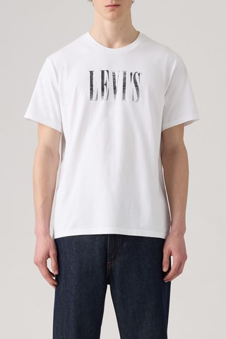 T-shirt Relaxed Fit Distressed Serif - Wit