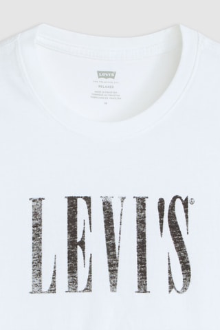 T-shirt Relaxed Fit Distressed Serif - Wit