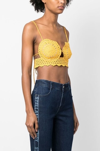 Linnen Crop Top - Geel