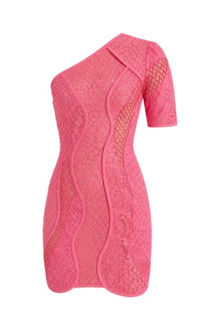 Robe asymétrique en dentelle - Rose