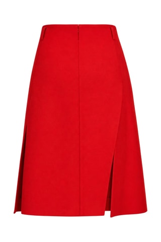 Jupe midi taille haute en laine - Rouge