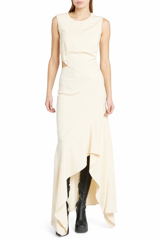 Asymmetrische Mouwloze Jurk - Geel
