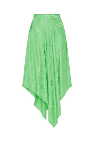 Jupe midi taille haute en soie - Vert