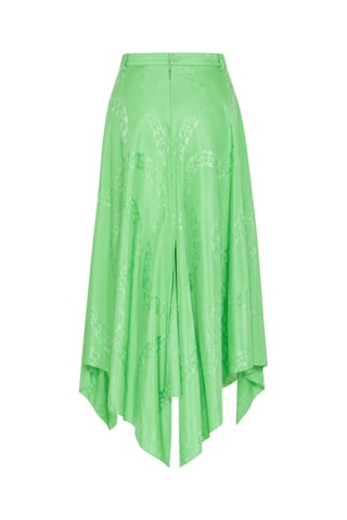 Jupe midi taille haute en soie - Vert