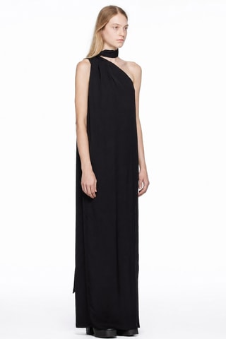 Asymmetrische Mouwloze Jurk - Zwart