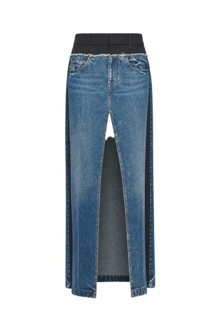 Jupe longue en jean taille haute - Bleu