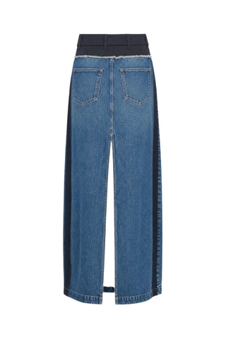 Jupe longue en jean taille haute - Bleu
