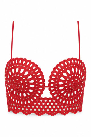Soutien-gorge en lin - Rouge