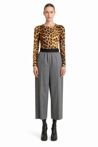 Pantalon wide legs en laine - Gris