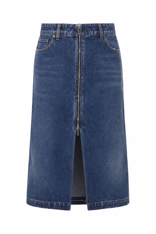 Jupe midi en jean taille haute - Bleu
