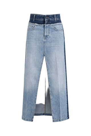 Jupe longue en jean taille haute - Bleu