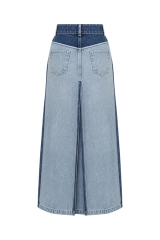 Jupe longue en jean taille haute - Bleu