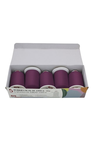 5 bobinas de linha - 1000 m - Framboesa