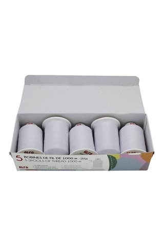 5 bobinas de linha - 1000 m - Branco