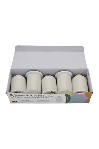 5 bobinas de linha - 1000 m - Creme
