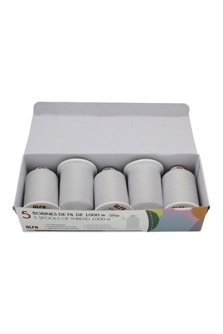 5 bobinas de linha - 1000 m - Branco