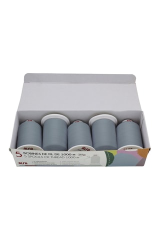 5 bobinas de linha - 1000 m - Cinzento-claro