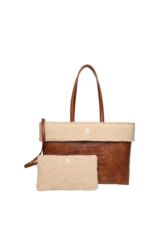 Sac porté épaule et pochette Amaia - Marron et beige