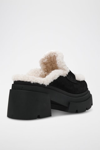 Mules fourrées à talons en nubuck Turnpike - Noir