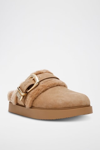 Mules fourrées en nubuck Cozy Up - Beige