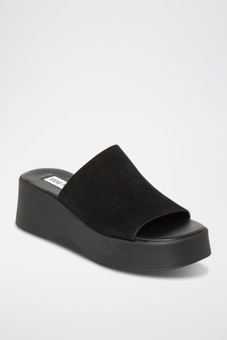 Mules compensées en nubuck Slinky - Noir