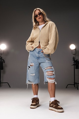 Baskets plateformes fourrées en nubuck Boomer - Marron