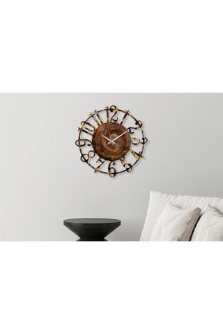 Reloj mural - 48 cm - Marrón y dorado