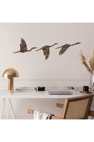 3 adornos murales Rusty Birds 1 - 11 x 16/14 x 22/18 x 27 cm - Dorado