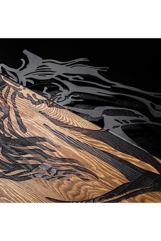 Adorno mural de madera - Natural y negro - 48 x 58 cm