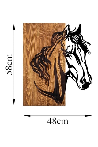 Adorno mural de madera - Natural y negro - 48 x 58 cm