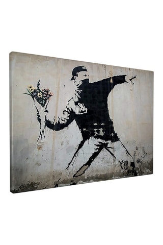 Cuadro «Lanzador de flores» - Banksy - 50 x 70 cm - Reproducción