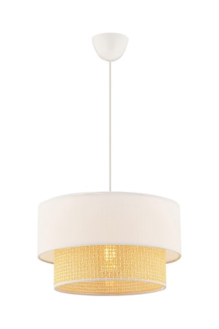 Lámpara de techo Echo Hazeran - Blanco e imitación mimbre - 60 W