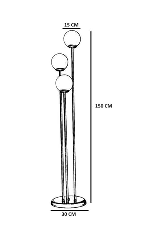 Lampadaire - Doré - 3 x 60 W