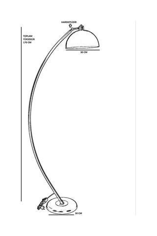 Lampadaire Hilal Eskitme - Doré et noir - 40 W