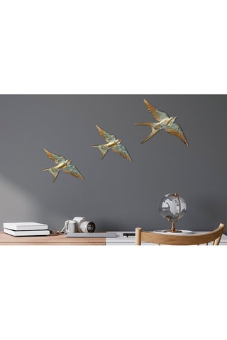 3 adornos murales - 28 x 19 x 2/22 x 14 x 2/22 x 14 x 2 cm - Blanco y dorado
