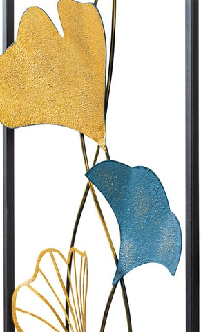 Adorno mural flores - 32 x 5 x 90 cm - Azul y dorado